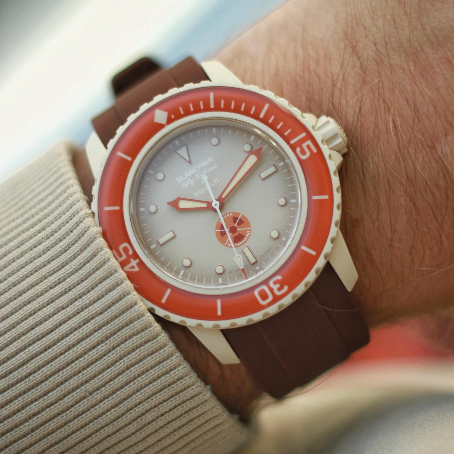 Banda d'onda (Mocha Brown) 22 mm Adatto Blancpain x Swatch Scuba Fifty Fathoms