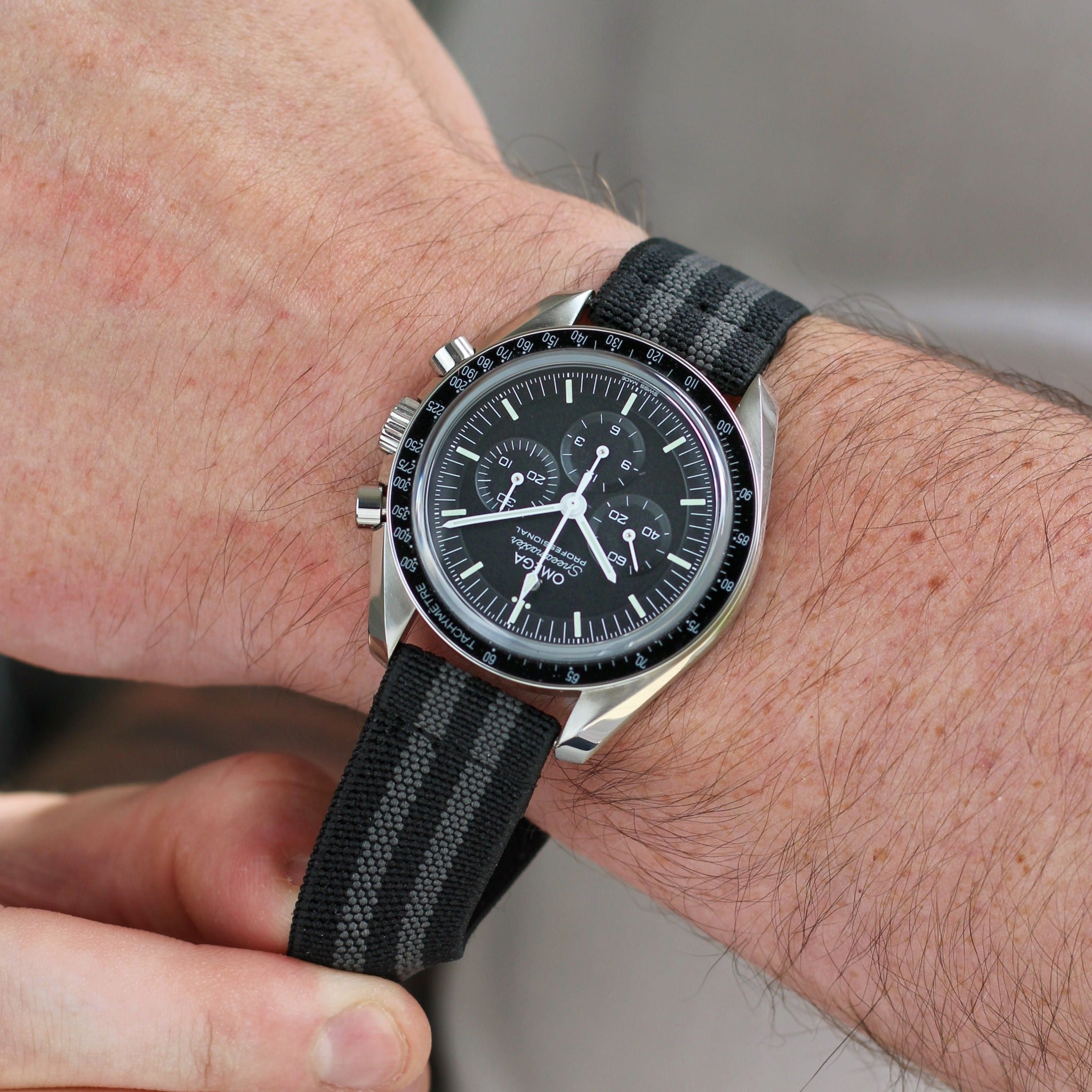 HorloFLEX Elastic Strap 20mm (Obsidian Black / Gray)