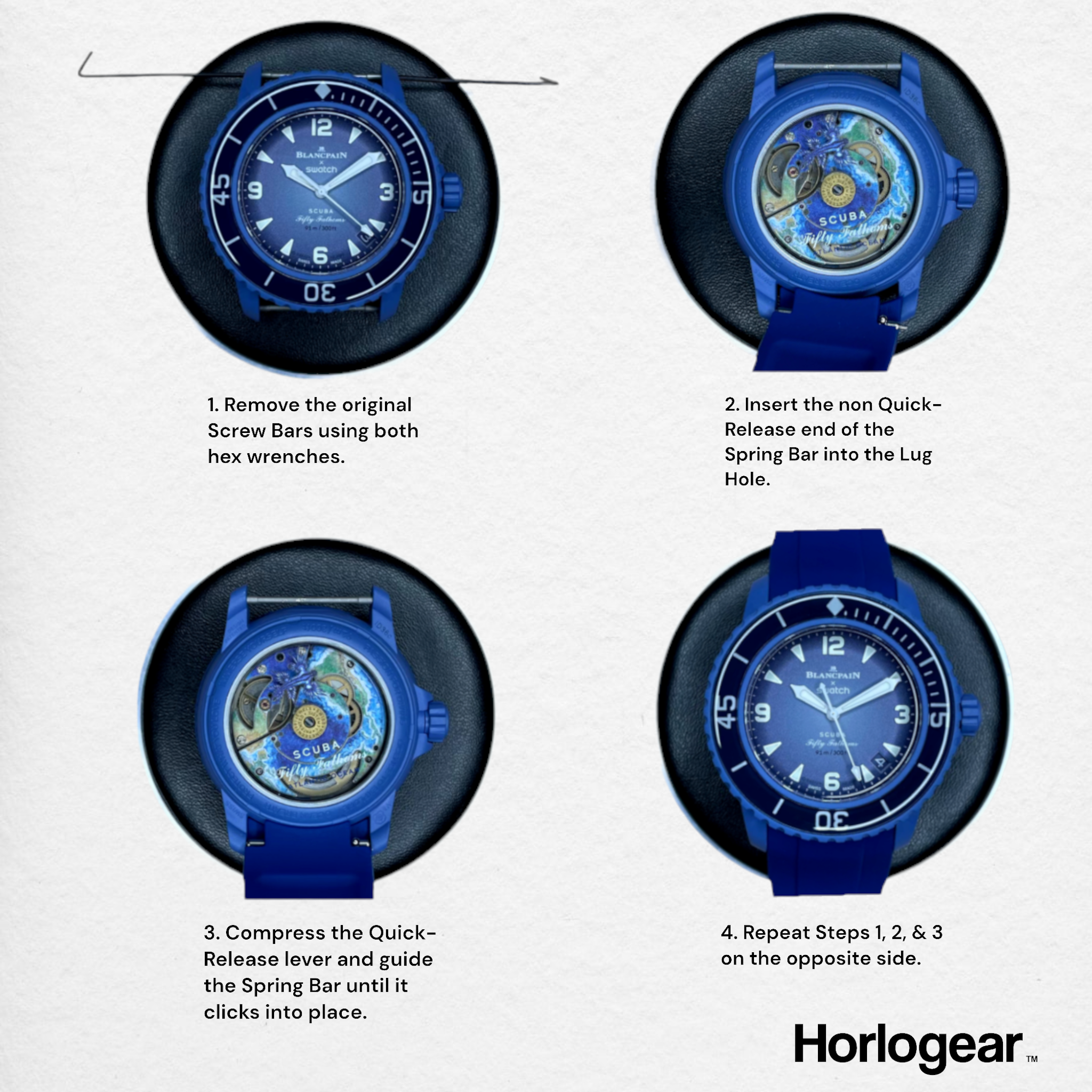 Integrated Rubber Strap 22mm (Classic Navy)