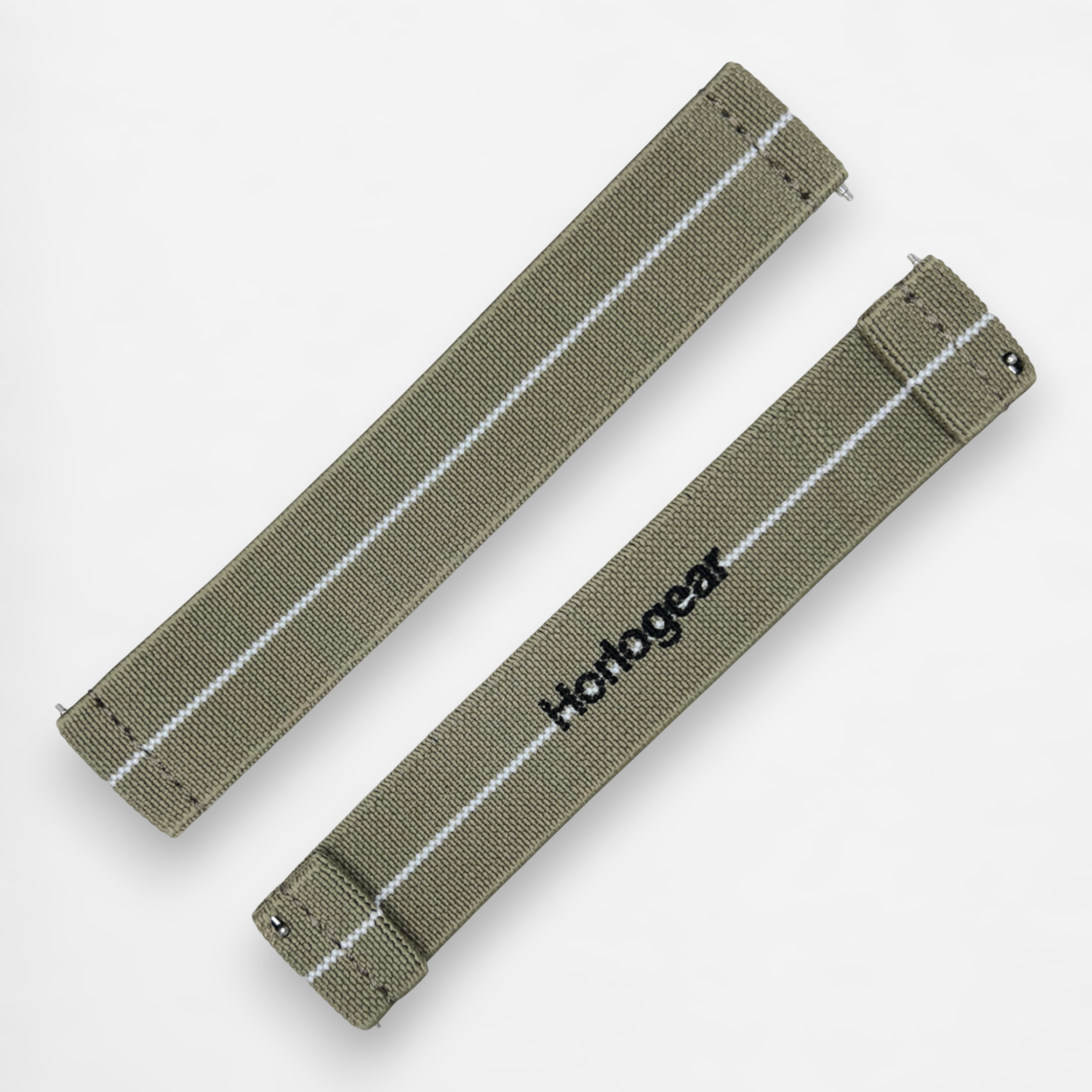 HorloFLEX Elastic Strap 20mm (Twill Khaki / White)