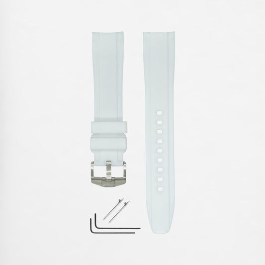 Il cinturino WAVE (lucente bianco) da 22 mm si adatta a Blancpain X Swatch Scuba Fifty Fathoms