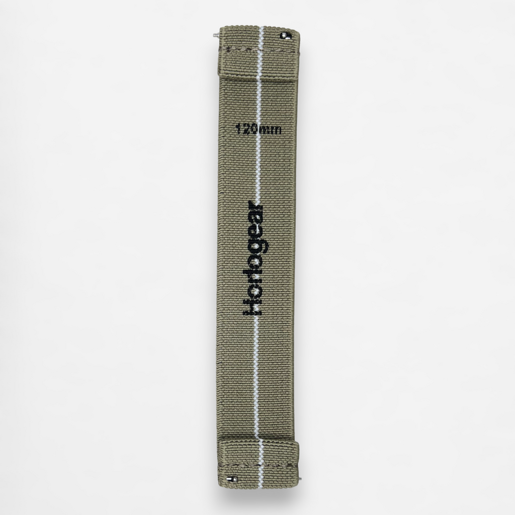 HorloFLEX Elastic Strap 20mm (Twill Khaki / White)